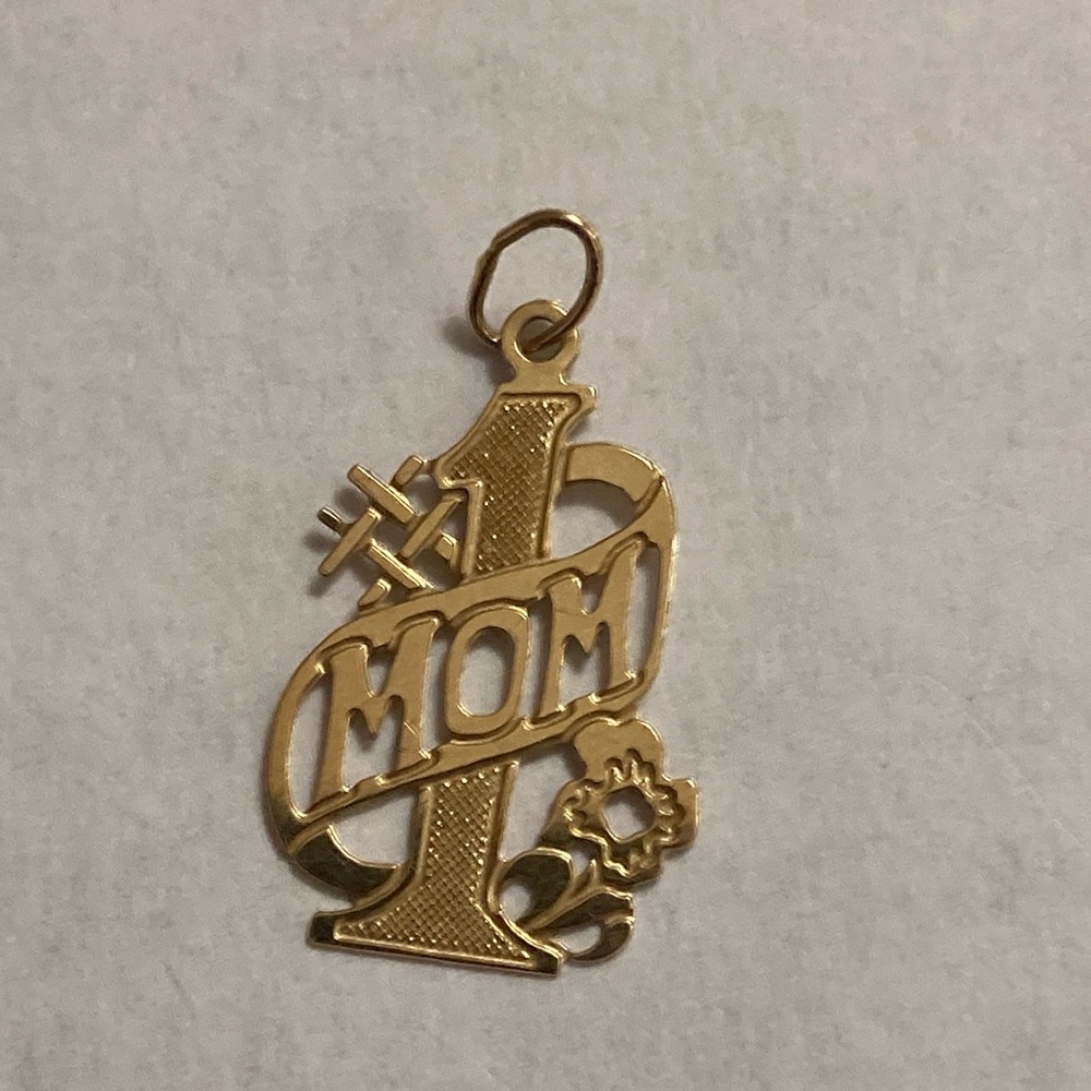 14K Yellow Gold “#1 Mom” Charm/Pendant